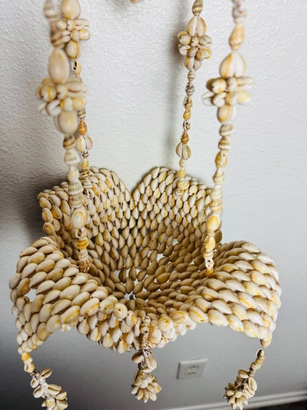 Vintage Seashell Cowrie Hanging Chandelie  2 Tiers 38